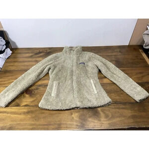 PATAGONIA Womens Los Lobos Jacket Sherpa Fleece Full Zip Lined Beige Small